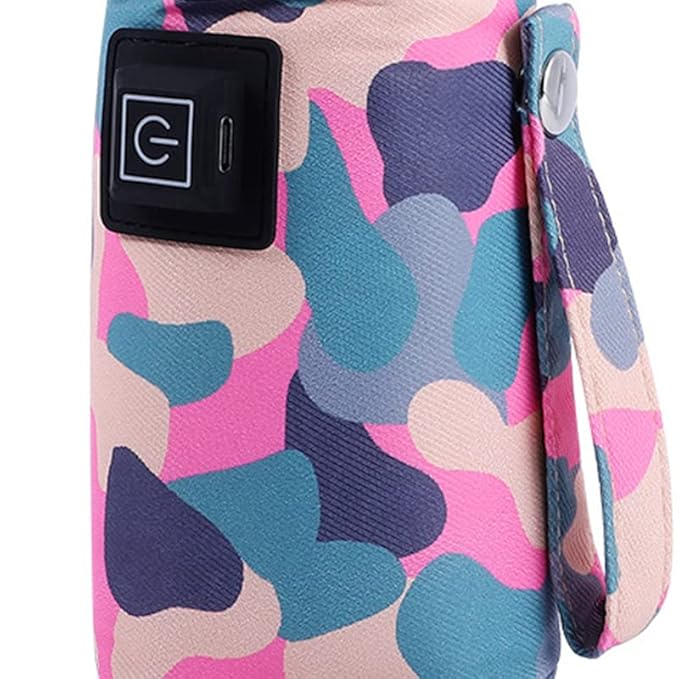 Plplaaoo USB Baby Bottle Warmer Portable Milk Heater,Fast Heating Baby Bottle Warmer with 3-Speed Temperature Adjustment,Compact Insulated USB-Powered Bottle Warmer for Infants(Deep Camouflage)