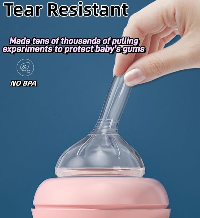 Baby Bottle Nipple, 100% Silicone,Replacement Baby Bottle Nipple for Babies, Newborn,Preemie 0-3 0-6 6-12 12+ Months