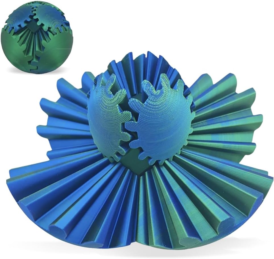 3D Printed Gear Ball, Gears phere Gear Ball Fidget Toy, Puzzle Balls, Fidget Ball, Cube Fidget Toy ,Gear Ball Toys for Classroom Prizes, Party Birthday, Anxiety Relaxing and Stress. (Green)