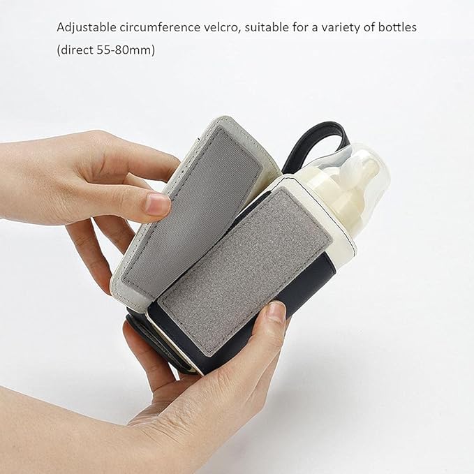 GOTOTOP Bottle Warmer Bag Portable Baby Bottle Warmer Leather Three Gears Adjustable Heated Bottle Bag Car Portable Thermostat Heating Cup Cover (c)