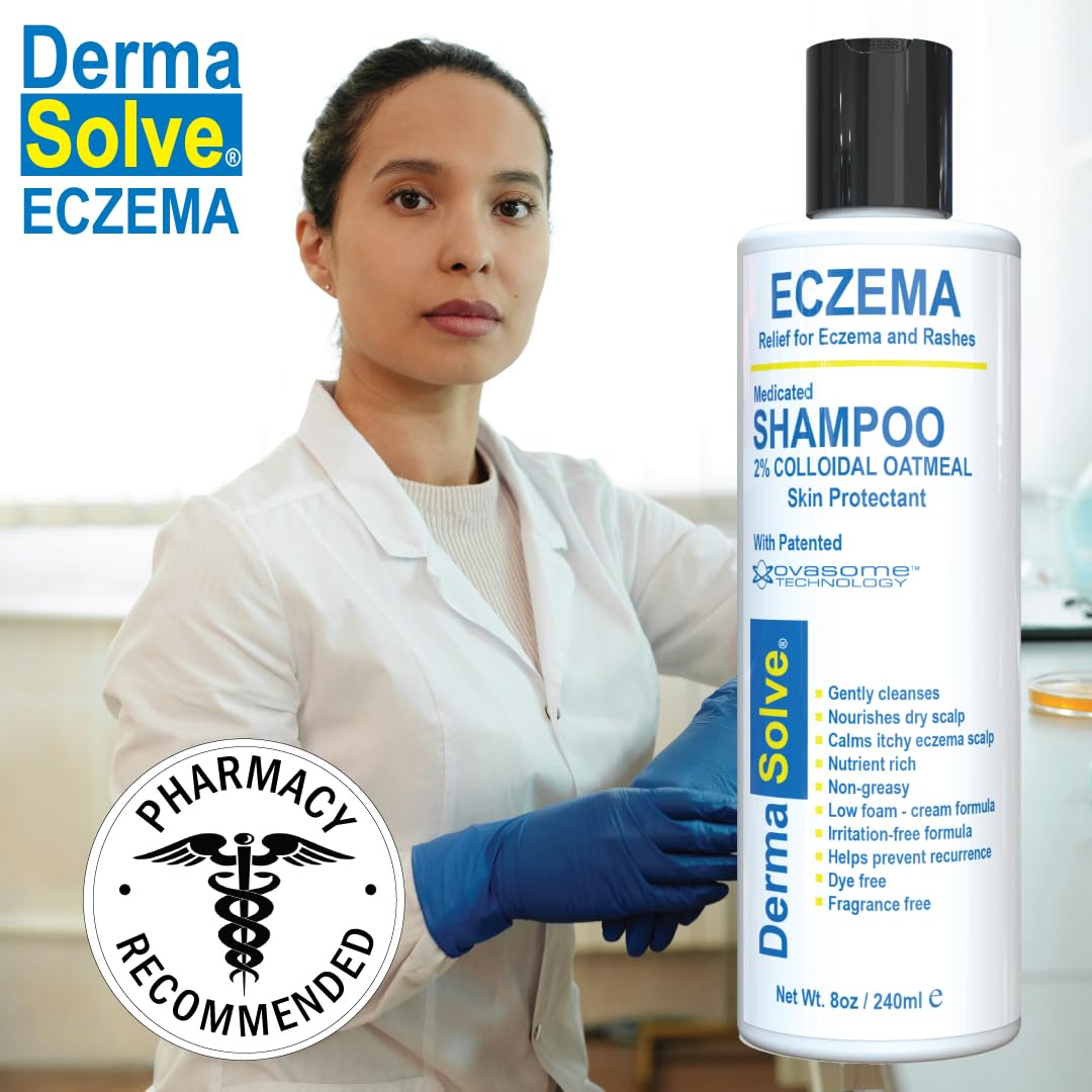 Eczema Shampoo & Conditioner (Combo Pack) - Flare Control Scalp & flake Relief Therapy that Protects, Moisturizes, and Repairs Skin by DermaSolve - Kids & Adults - Steroid Free