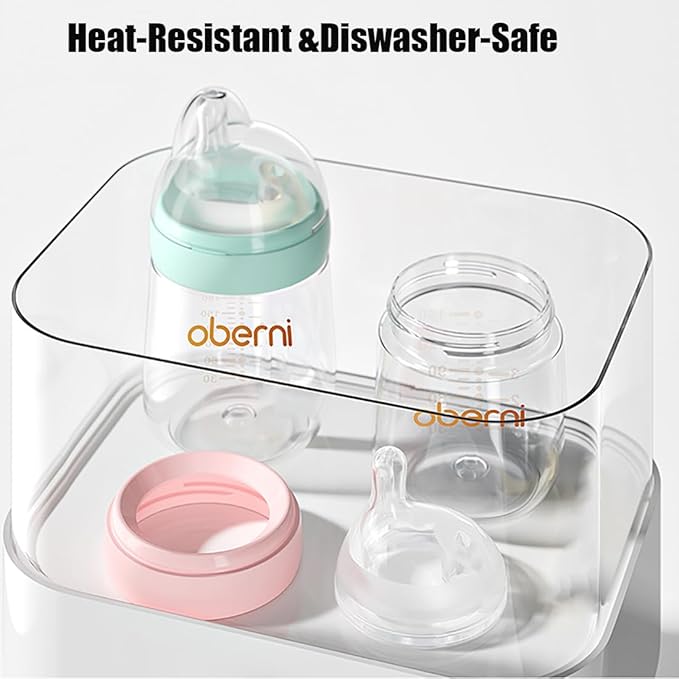 Baby Bottles with Slow Off-Centered Nipple for 0+ Months, Anti Colic Newborn Milk Feeding Bottle, 150ml/5oz/Pink/2Pack