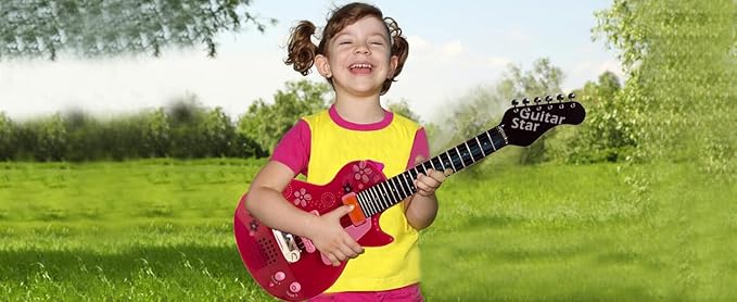 Lightahead HK-9080A(Pink) Sound Music and Light Fun Junior Guitar for Kids & Beginners Great Gift Pink (Gui5862B)