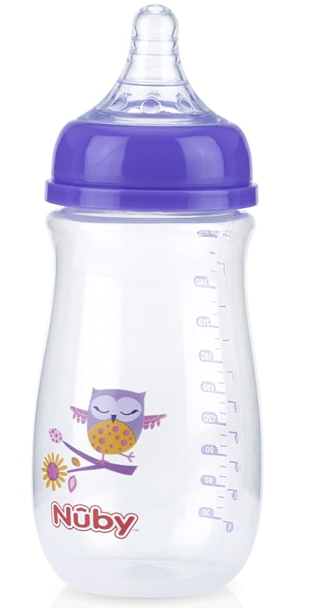 Nuby Tritan Wide Neck Non-Drip Bottles with Anti-Colic Air System: 9oz./ 270 Ml, 3 Pack, 3M+, Multi