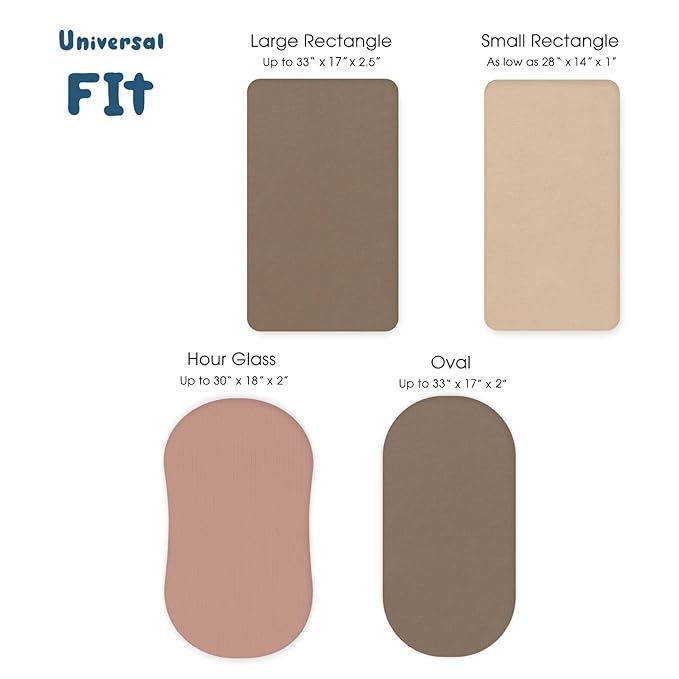 GRSSDER Stretchy Ultra Soft Fitted Bassinet Sheet 3 Pack, Universal Fit for Bassinets Baby Cradle Moses Basket Oval Rectangle Mattress Safe and Snug, Jersey Bassinet Sheets for Baby, Brown