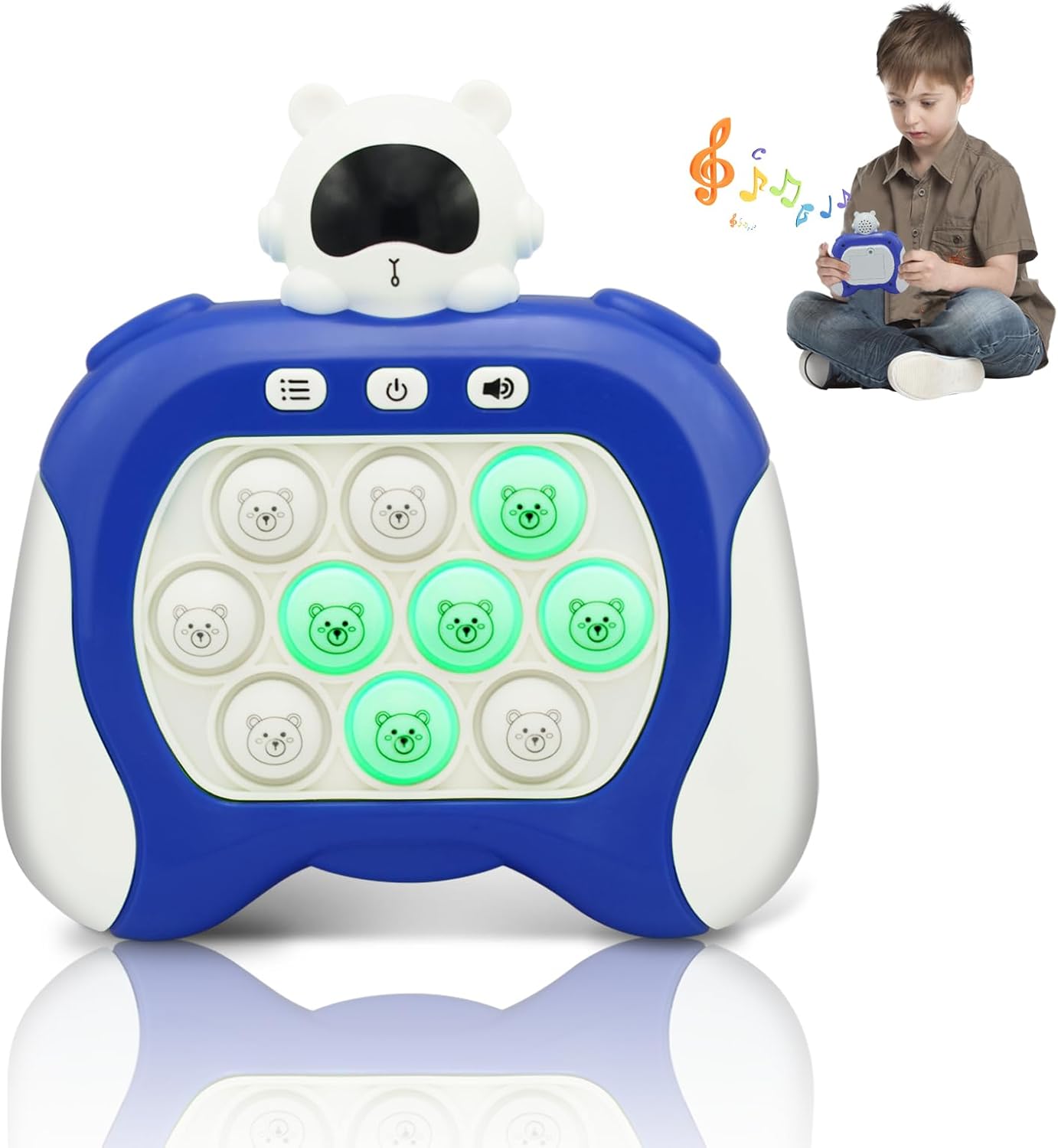 Pop Fidget Kids Games Toys, Fast Push Game,Handheld Game for Kids 3+, Quick Push Game, Bubble Stress Pop Light Up Game, Autism Sensory Toys Mini Games, Birthday Gifts for Kinds -Blue