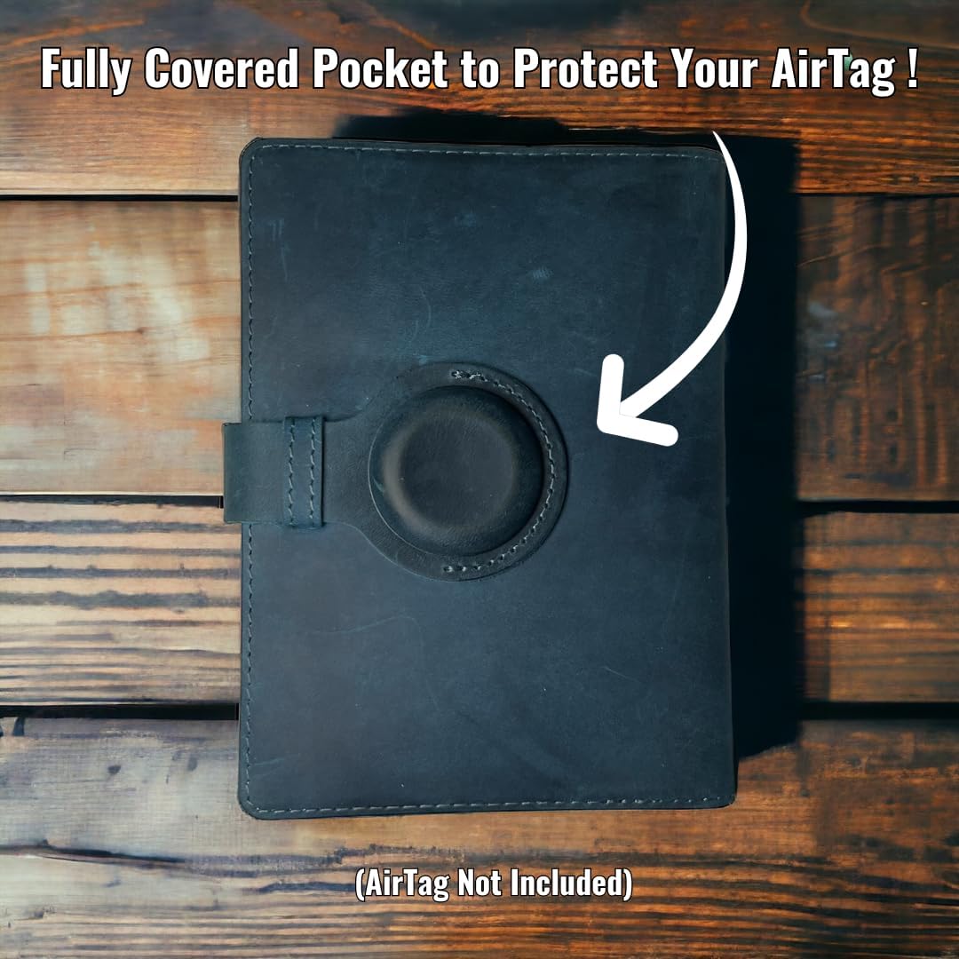 Genuine Leather AirTag and Moto Tag Passport Holder and Wallet for Men and Women RFID Blocking for Secure Traveling and Documentation Organizer (Blue)