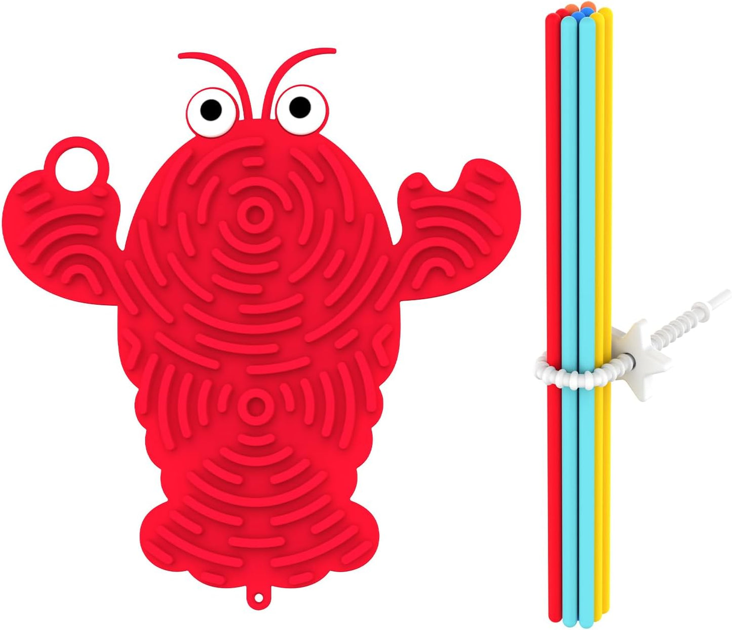 Silicone Sensory Activity Board,2 in 1 Busy Board for Fine Motor Skill, Montessori Fidget Toy for Calming, Stress, Anxiety, ADHD , Autism , Silent, No Mess , Kids 3+ & Adults (Red, Lobster)
