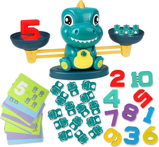 Dinosaur Math Balance Toys, Montessori Toys for 3 Years Old Kids, Toddler Educational Toys for 4 5 6 7 Year Old Boys and Girls - Birthday Gifts for Kids Ages 3-5 5-7