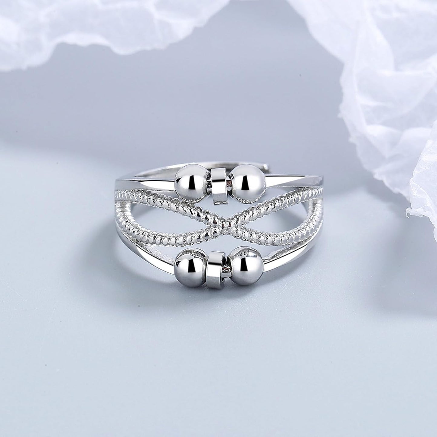 INFUSEU Funny Spinner Fidget Rings for Women Girls Anti Anxiety Stress Worry, Adjustable Size