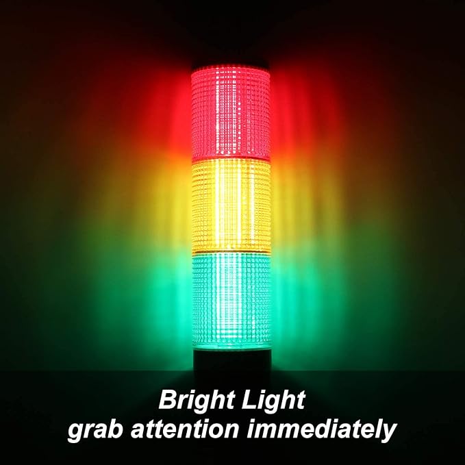 12V LED Tower Stack Lights, Industrial Warning Signal Lights Tower Lamps, Facility Safety Signal Indicator, LED Andon Light (DC 12V/2 Layers/with Sound)