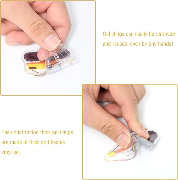 20 Pcs Construction Vinyl Gel Clings Construction Window Gel Clings Decals Stickers for Kids Toddlers and Adults Home Transportation Stickers Airplane Truck Decals Party Supplies Decorations