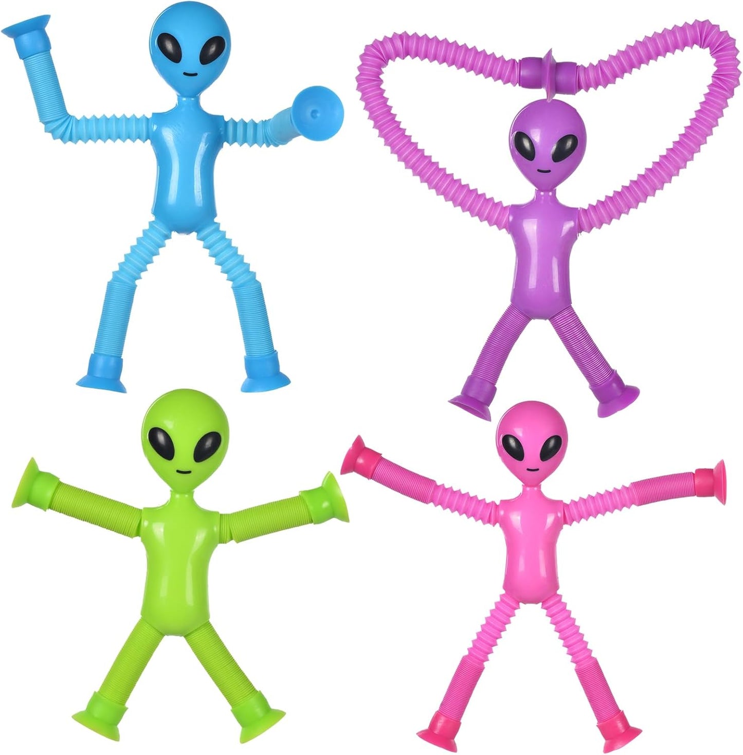 Telescopic Suction Cup Alien Toy, 4 Pieces Novel Kids Suction Cup Toys, Funny Fidget Toys, Pop Tubes Sensory Toys for Kids, Decompress Educational Sensory Toys for Kids & Adult