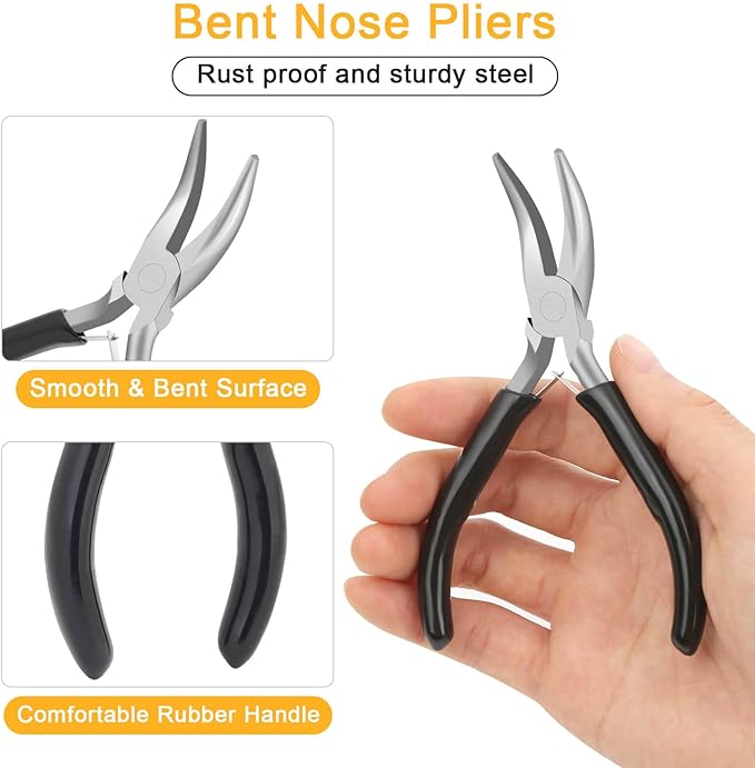 Anezus 1200PCS Jump Rings for Jewelry Making Kit, Jump Rings and Necklace Clasps with Jump Ring Pliers Tools for Jewelry Making Supplies and Necklace Repair (Silver)