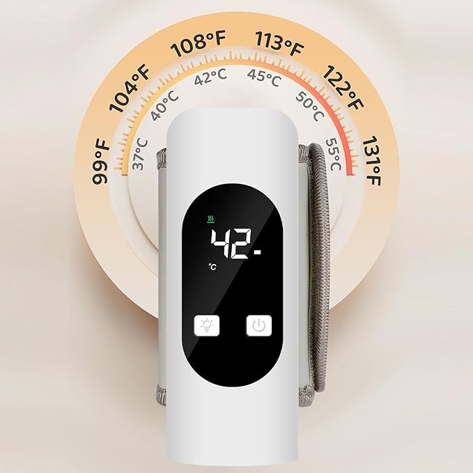 Fockety Baby Bottle Warmer, Rechargeable Electric Bottle Warmer Constant Temperature Multifunctional Travel Bottle Warmer for Breastmilk or Formula