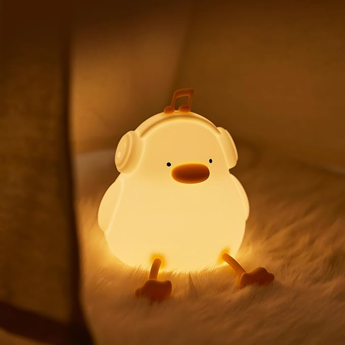 Night light for kids,Cute Music Duck Lamp,3-Level Dimmable USB Rechargeable Lamp with Timer Soothing Animal Toy for Nursery Bedroom Dorm Decor,Gift for Boys Girls Teens Adults (Birthday Christmas)