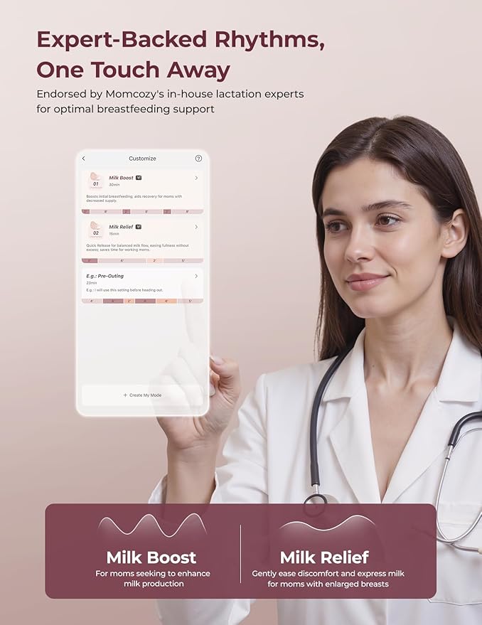 Momcozy Breast Pump Hands Free Upgraded Mobile Flow | M9, App Discreet Control with Personalized Multi-Modes & 15 Levels, Wearable Breast Pump 24mm, 2 Pack Gray