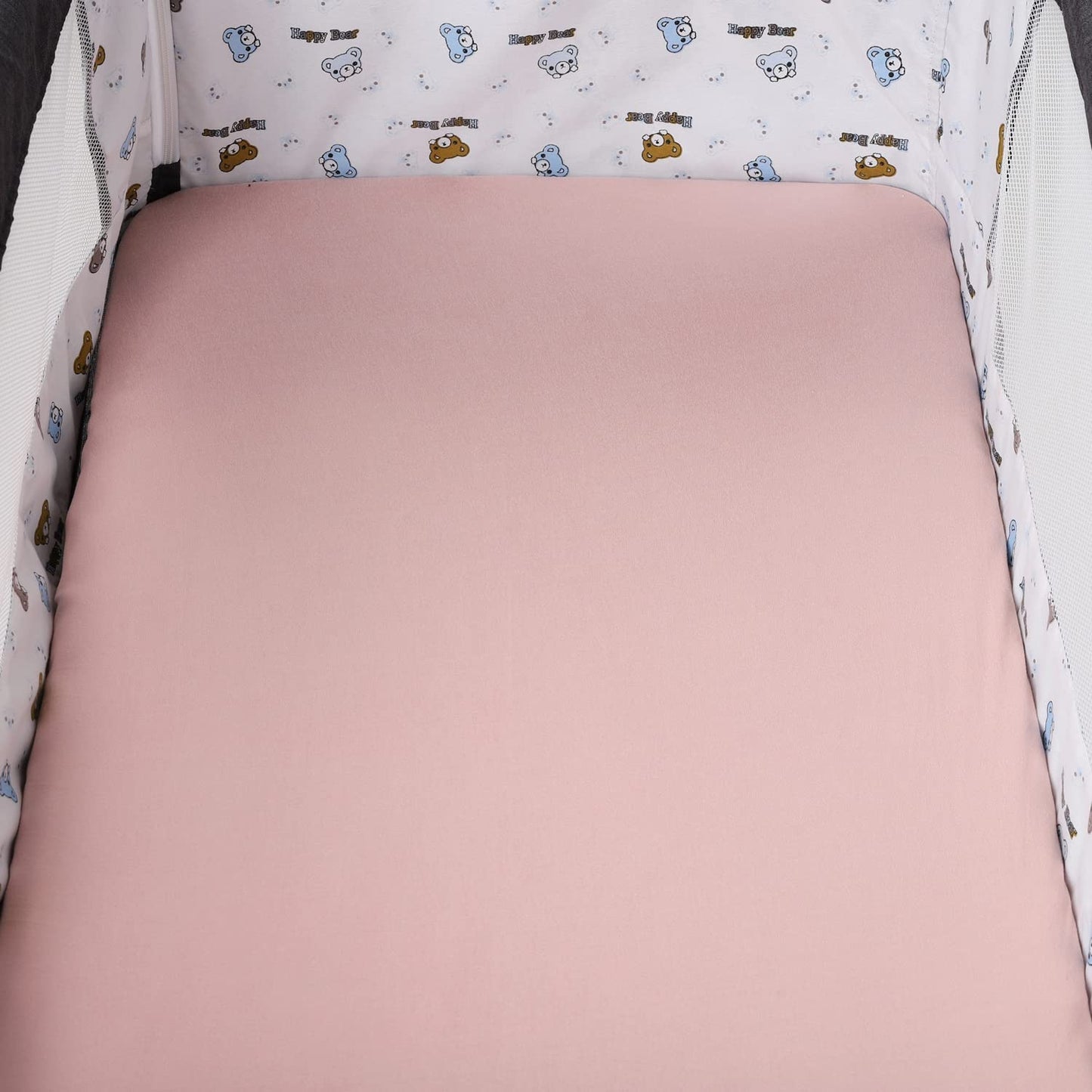 Pack n Play Sheet Stretchy Fitted Portable Mini Crib Sheets Set 3 Pack,Playard Sheets Convertible Playard Mattress Cover,Ultra Soft Jersey Material,Floral,Grey Rabbit & Pink