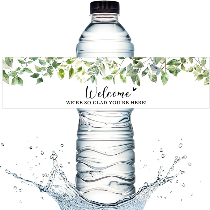 100PCS Wedding Water Bottle Labels Waterproof Greenery Floral Wraps Sticker for Water Bottle Baby Shower Bottle Label for Bridal Shower Party Welcome A02 abel699