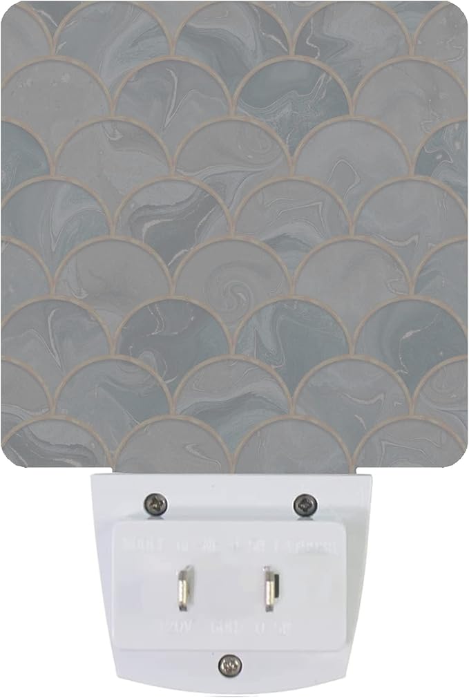 Mermaid Fish Scales Marble Night Light Plug-in LED Nightlights Auto Sensor Night Lamp Dusk-to-Dawn Lamp Home Decor for Nursery Children Girls Boys