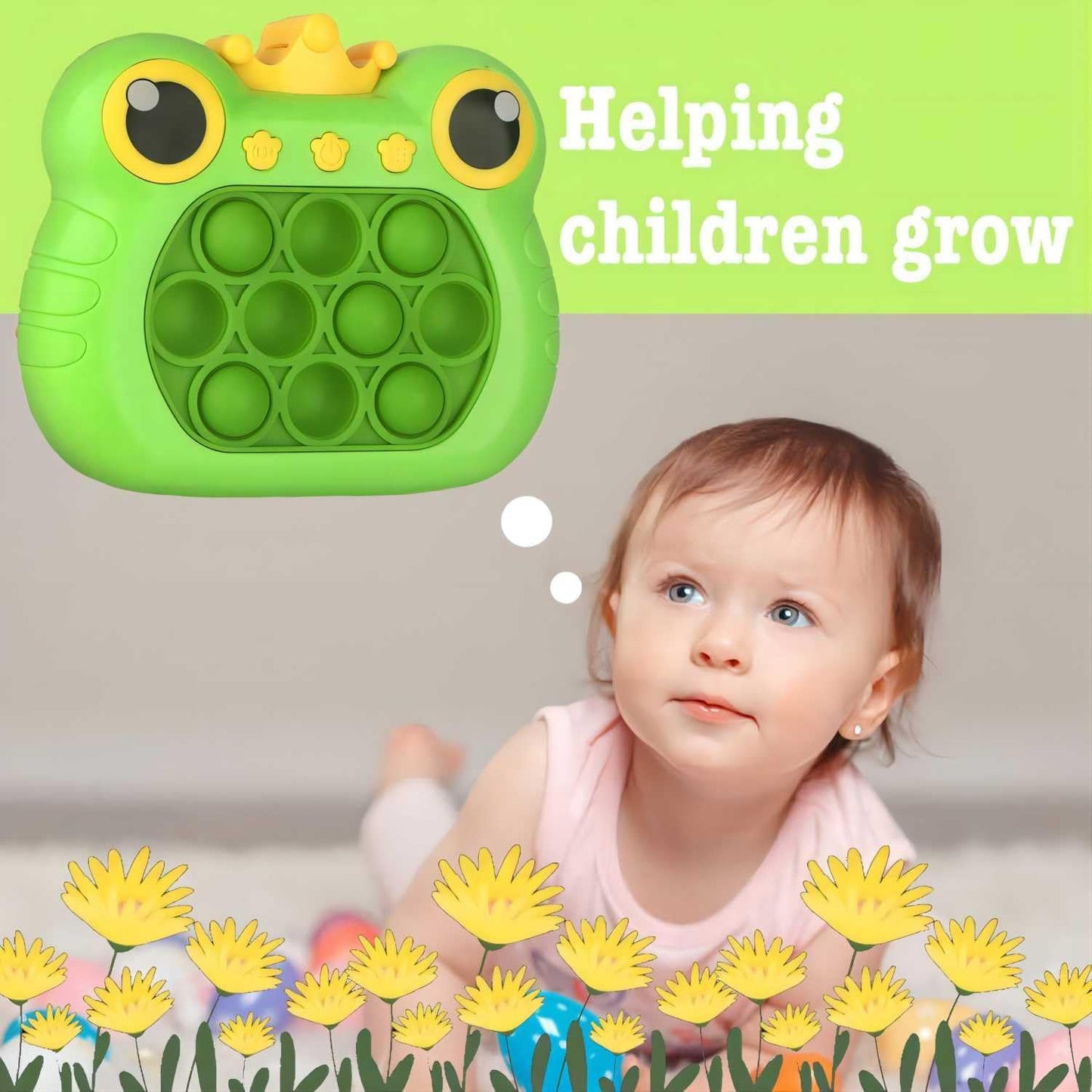 Pop Fidget Toys Handheld Game for Teens, Push Bubble Light up Puzzle Game Machine & Best Gifts for Kids, Quick Push Games Educational Sensory Toys, Stress Relief Party Favors Toy Age 3-12… (Frog-G)