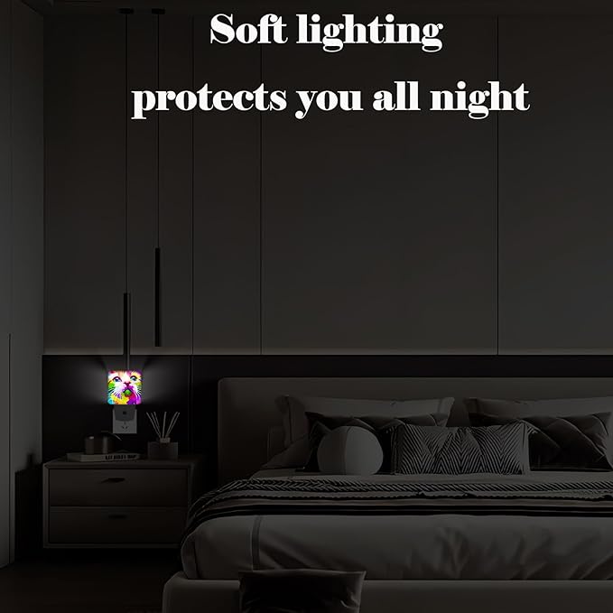 Colorful Cat Night Light,Plug Into Wall Decor for Stairway,Hallway,Kitchen,Dusk to Dawn Sensor Nightlights for Boys/Girls/Women/Men Room Gifts