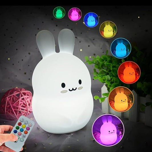 Rabbit Night Lights for Kids, Babies Nursery Lamp, Kids lamp, Child Bedroom Bedside Lamp, Changeable Brightness & Color Children's Table Night-Lights, Holiday Gifts, Child Gift - Medium