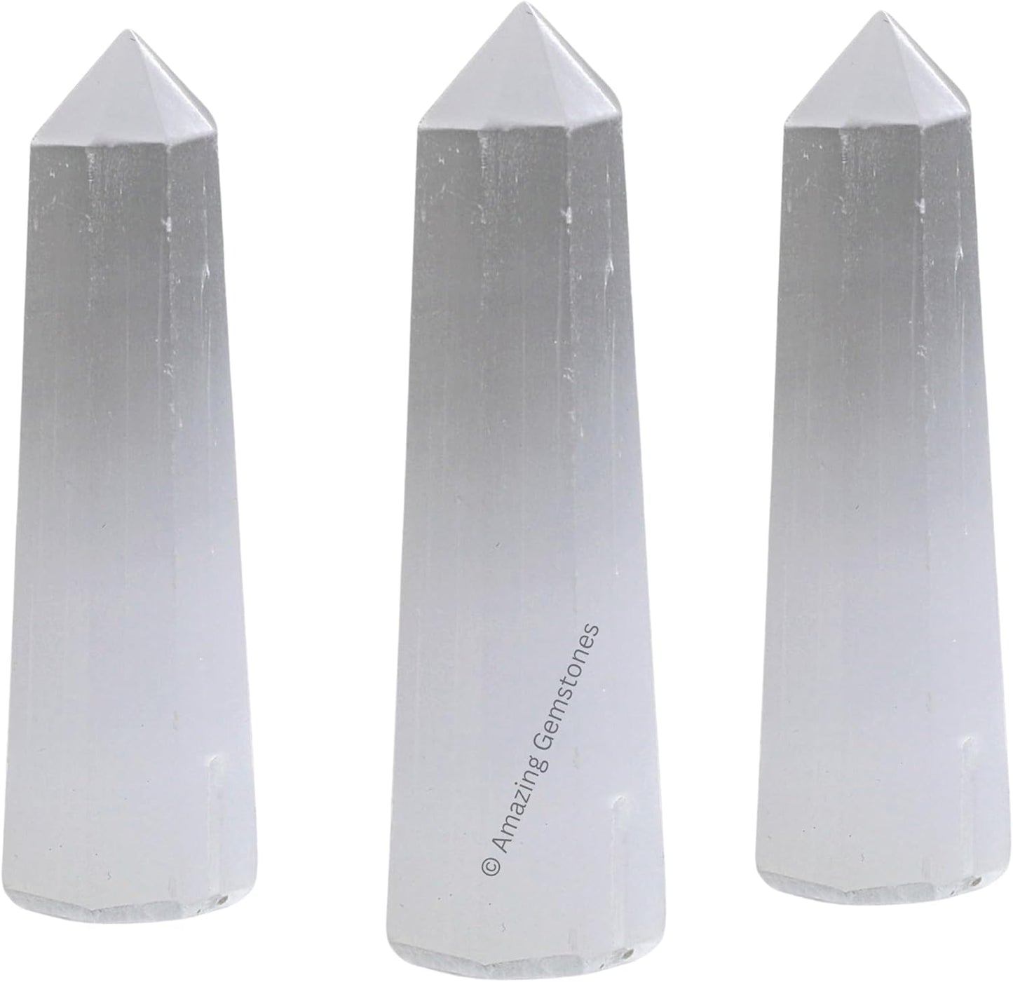 Amazing Gemstone Selenite Crystal Towers - Natural Healing Crystal Point Obelisk for Reiki Healing and Crystal Grid (3 Inch)