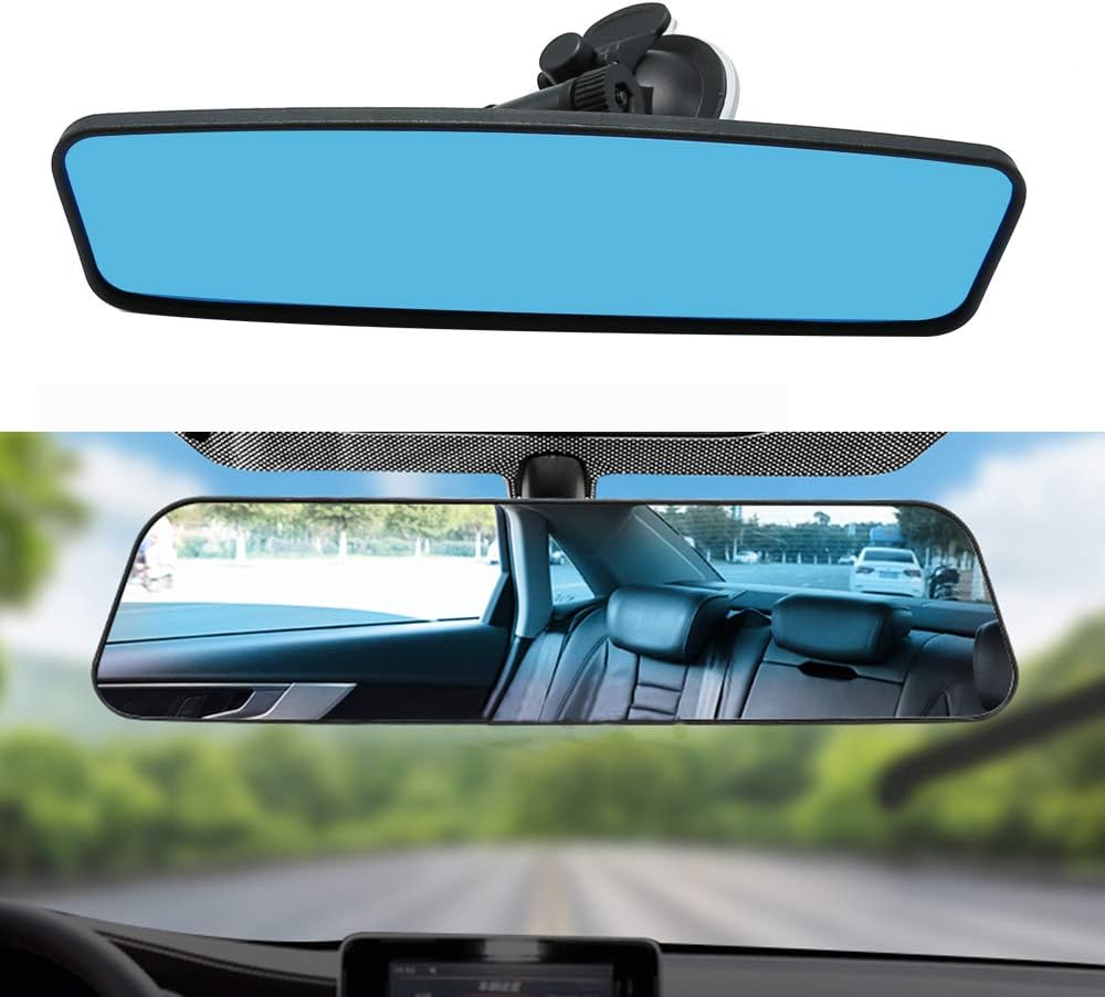 Adjustable Car Interior Rear View Mirror - Universal Cars Trucks SUV - 9.64 x 2.6 inch (Blue)