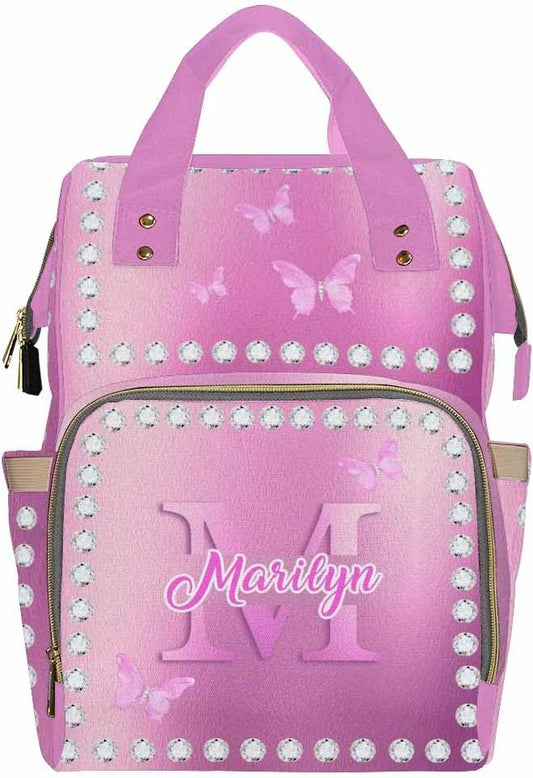 D-Story Customize Baby Backpack for Baby, Personalized Diaper Bag with Butterfly Design