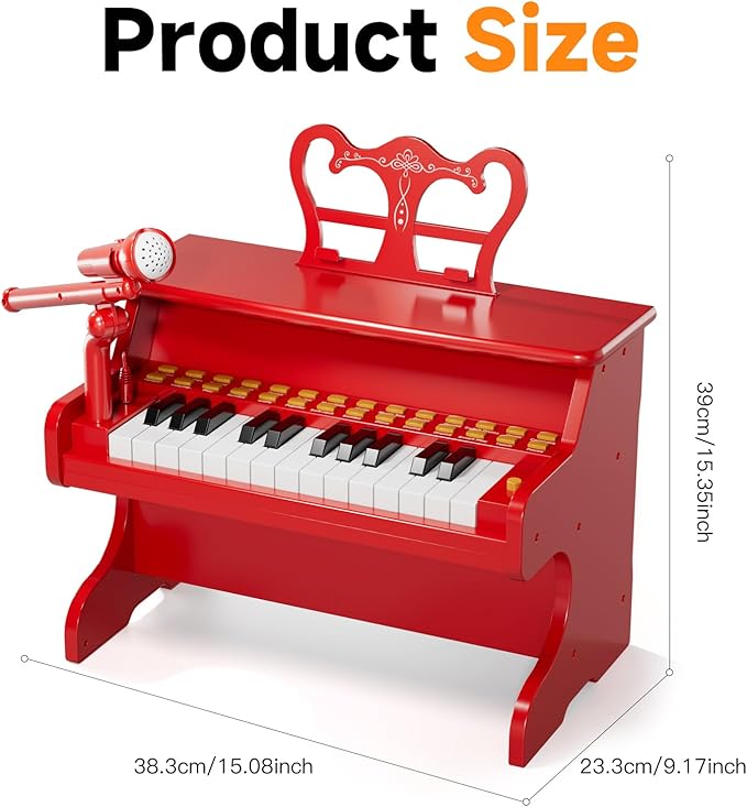 Kids Keyboard Piano for Kids - Upgraded Red Digital Musical Keyboard Piano Instrument Toys for 2 3 4 5 6 7 Years Old Beginners Educational Instruments Birthday Gift for Girls and Boys