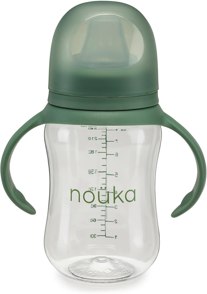 nouka Soft Spout Tritan Sippy Cup | Leak Proof and Easy Grip | Removable Handles | Fern