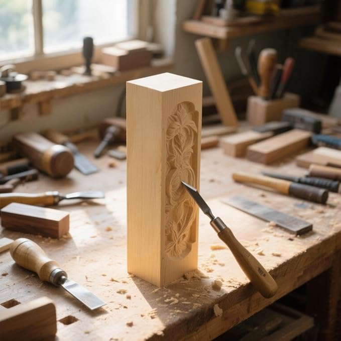 JAPCHET 24 Pieces 4 x 1 x 1 Inch Basswood Carving Blocks, Natural Wood Carving Block, Unfinished Basswood Blocks for Woodcarving, Crafting and Whittling