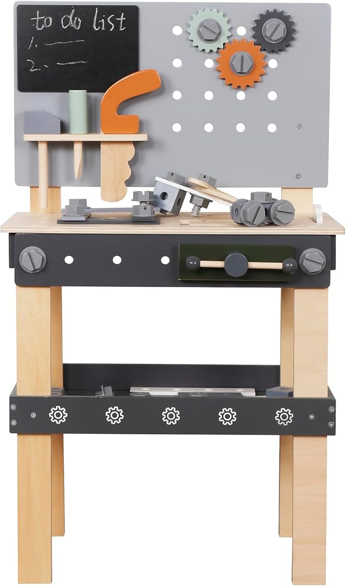 Wooden Toy Workbench for Kids, Construction Workshop Tool Bench Toys,51 Pieces Toy Tools Set w/Storage Space, Educational Gift for Girls & Boys Children 3+Years