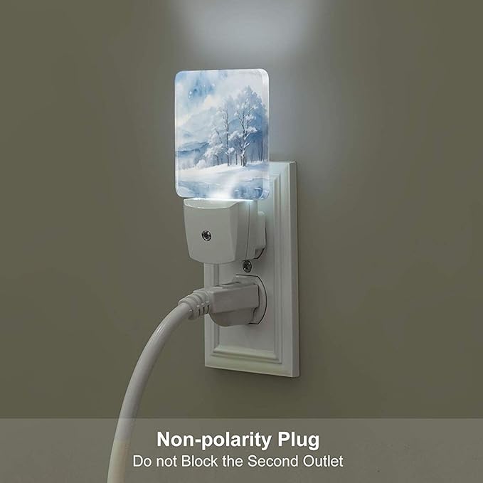 Snow Forest Night Light,Plug-in Night Lights with Dusk-to-Dawn Sensor for Stairway,Hallway,Bedroom Sleep Friendly Ideal for Women/Girls/Boys Gift,0.5w