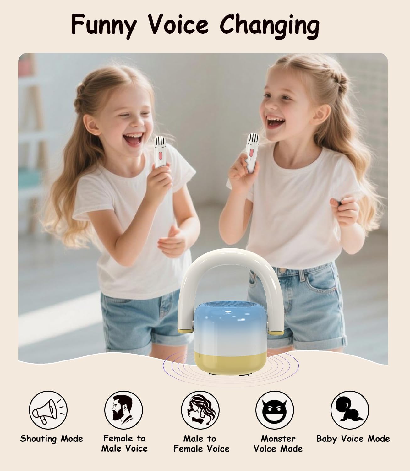 EWA Portable Mini Metal Karaoke Machine, Bluetooth Karaoke Speaker with 2 Wireless Microphones, Ideal Gifts for Girls Boys Family Home Party Birthday Christmas Toys Gifts-(Blue)