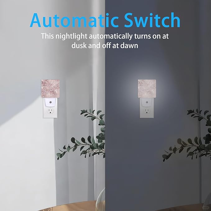 Night Lights Plug into Wall Rose Gold Leopard Night Lights Dusk to Dawn Sensor Led Lamp for Women Men,Led Lights for Stairway/Hallway/Bedroom,0.5W