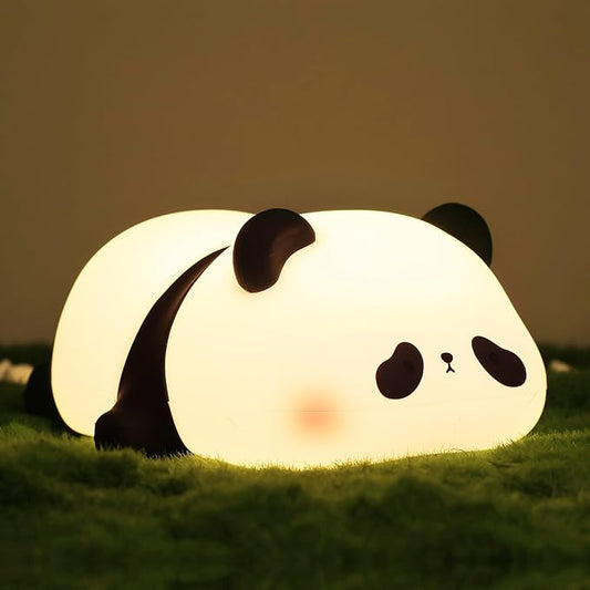 Lampeez Panda Night Light, Cute Silicone Lamp for Kids, Soft LED Touch Light, Nursery Nightlight, Bedroom Decor, Xmas Birthday Gifts for Boys Girls