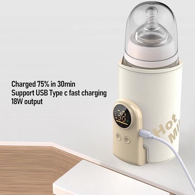 Portable Bottle Warmer for Travel,USB Type C Universal Cordless Accurate Temperature Control 6000mah8000mah10000 for Travel, Car, Outdoor (10000mah)