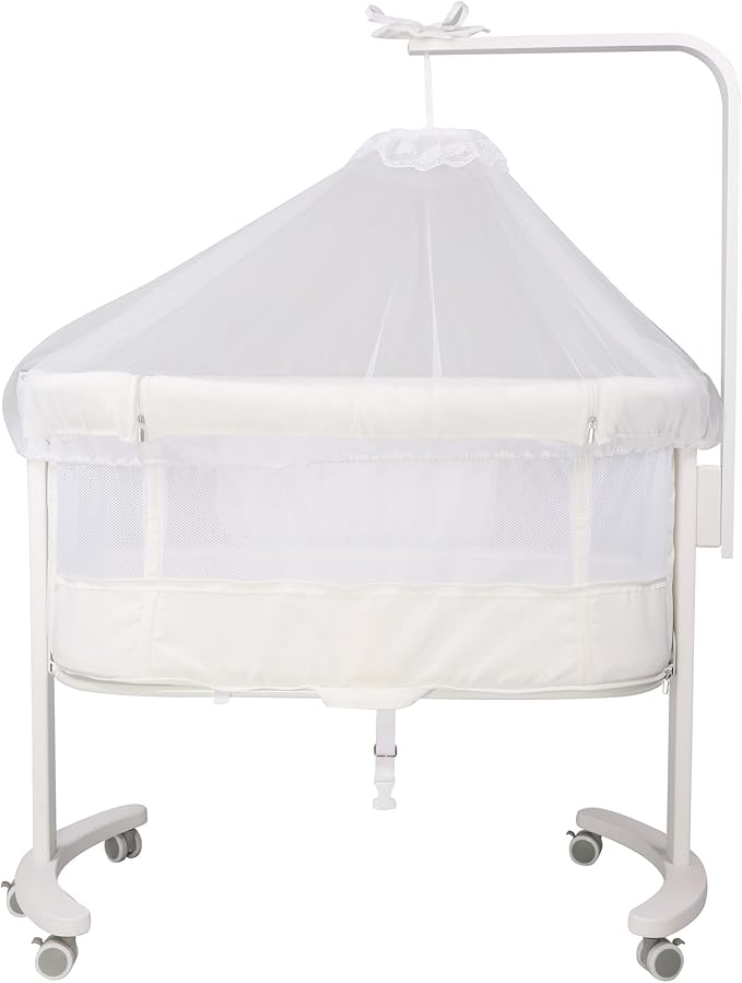 COLOR TREE Baby Bassinet Bedside Sleeper Bedside Crib with 6 Wheels, Mosquito Net, Comfy Mattress for Newborn Baby/Infant, Portable