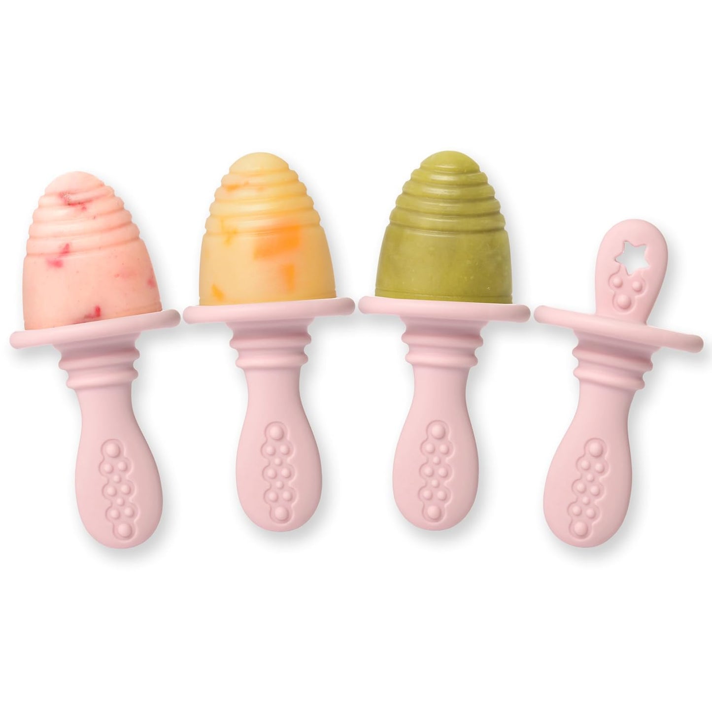 PrimaStella Silicone Petite Pops - Baby Popsicle Mold - BPA Free - Dishwasher Safe - 4 months+ (Dusty Rose Teether Pops)