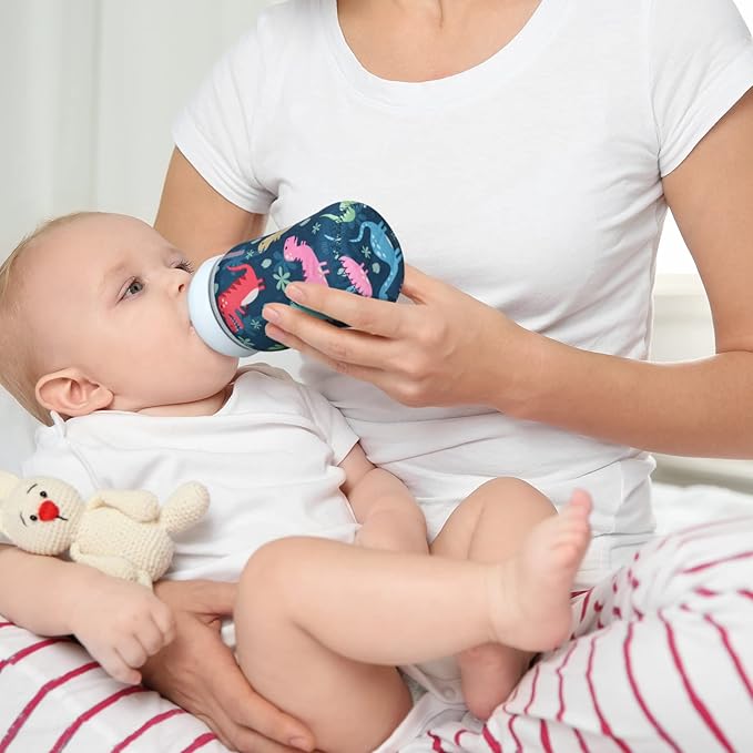 Irenare 6 Pieces 8 oz Glass Baby Bottles Sleeve Covers Bulk Neoprene Adjustable Newborn Feeding Bottles Protector Replacement Heat Cold Retention Sleeve for Nursing Infant (Shark, Whale, Dinosaur)