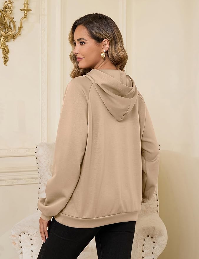 Bhome Nursing Sweatshirt Hoodie for Breastfeeding with Hidden Zippers Maternity Breast Pumping Tops Kangaroo Pocket