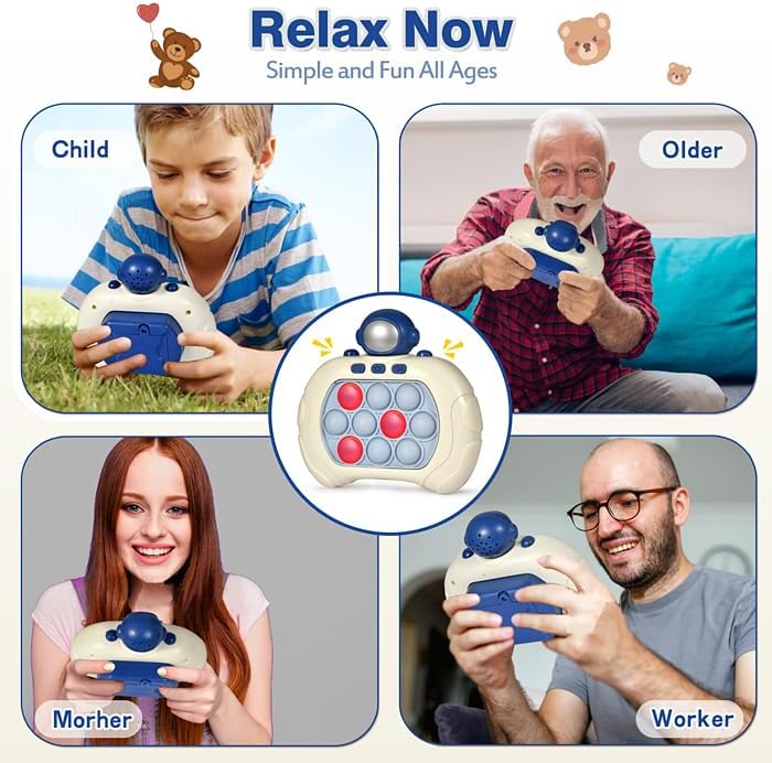 Quick Push Game Fidget Toys for Kids, Quick Push Pop Game 6 Modes Games, Fast Push Bubble Game, Pop Game Fidget Sensory Toys, Christmas Birthday Gifts for 3-12 Year Old Girls Boys