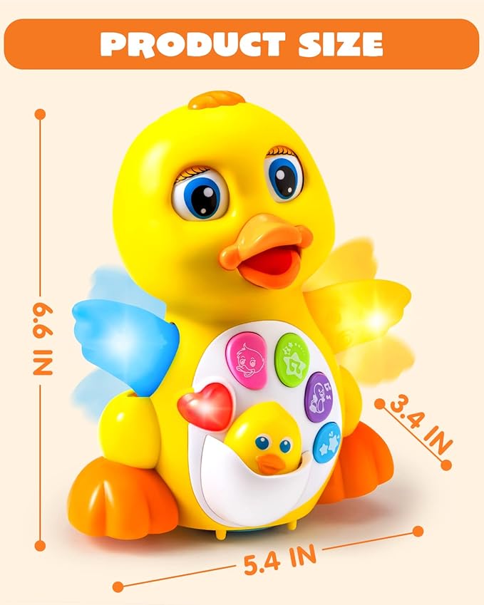 JOYIN Baby Toys Duck, Infant Dancing Crawling Musical Toys 18+ Months, Tummy Time Light Up Learning Duck with Music & Lights, Baby Easter Basket Stuffers Gifts