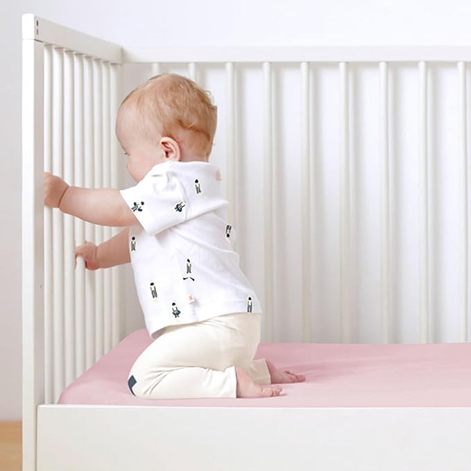 Magik & Kover Mini Crib Sheets Girl 4 Pack, Baby Crib Sheet for Mini Crib Mattress and Playard Mattress, Soft Breathable Fitted Baby Crib Sheets Set for Girls, Pink & Violet