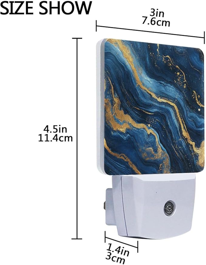 Aslsiy Night Light for Kids Blue Marble Gold Glitter (4) Plug in Wall Lamp LED Dusk to Dawn Sensor Energy Saving Nightlight for Boys Girls Men Women