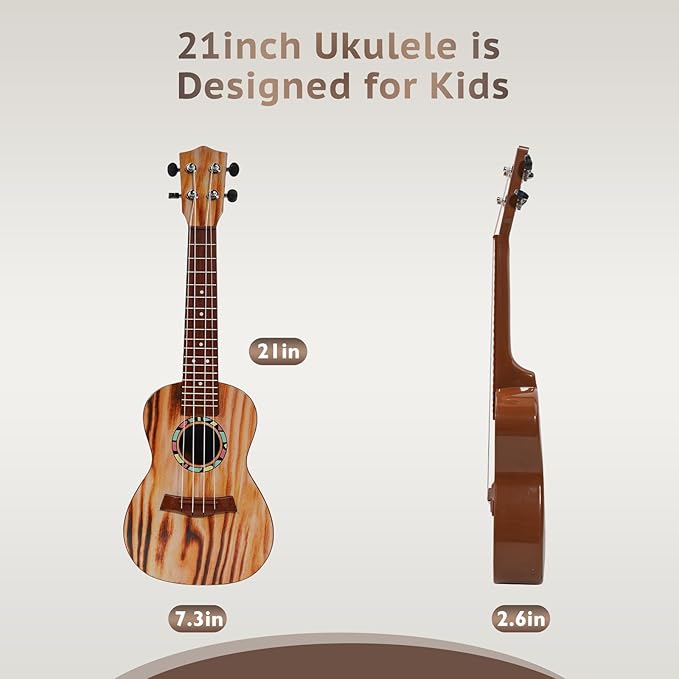 Raimy Kids Guitar Ukulele - 21in Ukulele Guitar Toys for Kids Ages 3 4 5 6 7+ Year Old Boys Girls Simulated Sound Quality Music Instruments Learning Education (Yellow)