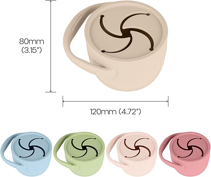 Silicone Snack Cups for Toddlers, Snack Containers with Lids, Foldable Baby Food Catcher with Holders and Dustproof Lid, 2 Pack (Color 1)