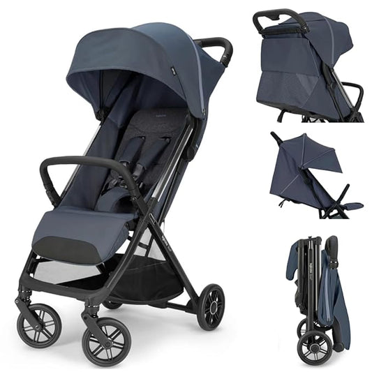 Inglesina Quid³ Stroller, Astral Blue - Compact Reclining Travel Stroller for Baby & Toddler 0-55 lbs, One Hand fold, Car seat Compatible, Airplane Overhead, Lightweight, Foldable, XL UPF 50+ Canopy